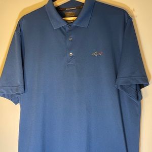 Greg Norman play dry golf for Tasso Elba 5 iron men’s polo shirt large blue